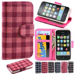 iPhone 4S / 4 Chocolate Flip Leather Wallet Case with Stand (Hot Pink)